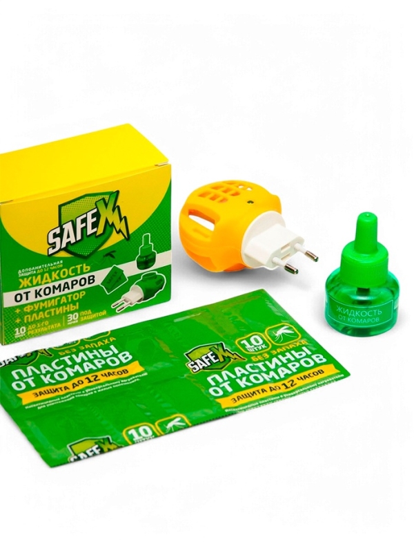 Комплект от комаров SAFEX (фумигатор+пластины+флакон), 1 шт.