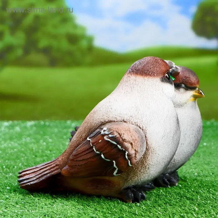 Садовая фигура из полистоуна &laquo;Воробьи&raquo;, 24&times;21&times;17 см