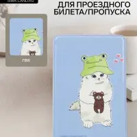 Обложка для проездного, пропуска, с принтом, голубая