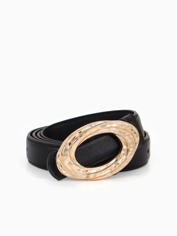 Ремень жен 04-01-01-04, Июнь2513, 2,4*0,3*110 см, без винта, пряж золото, гвоздик, черный