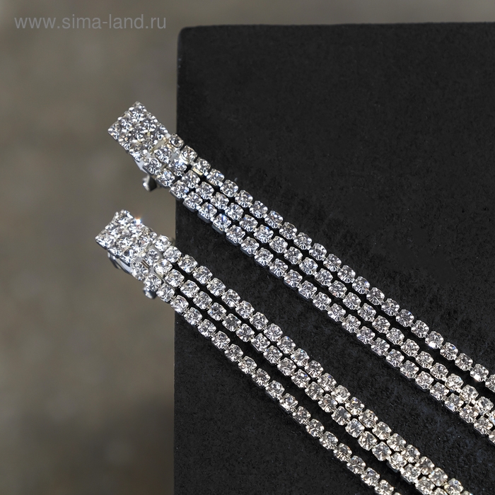 Клипсы «Лёд» классика, цвет белый в серебре Клипсы «Лёд» классика, цвет белый в серебре