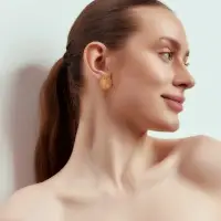 Серьги клипсы &laquo;Стиль. Прозрачный ромб, мятый&raquo;, коричневая в серебре