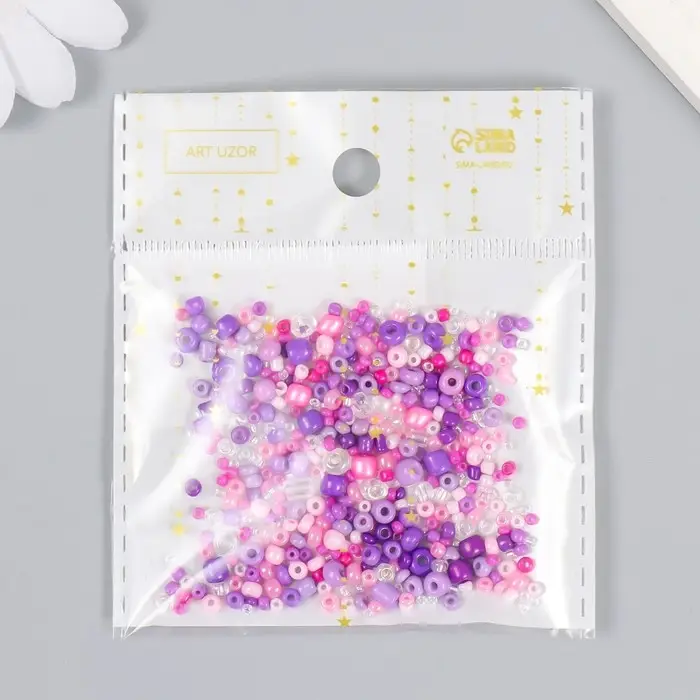 Бисер стекло 6/0 - 15/0 «Ассорти фиолетовое» d=1.5-4 мм, н-р 10 г Бисер стекло 6/0 - 15/0 «Ассорти фиолетовое» d=1.5-4 мм, н-р 10 г