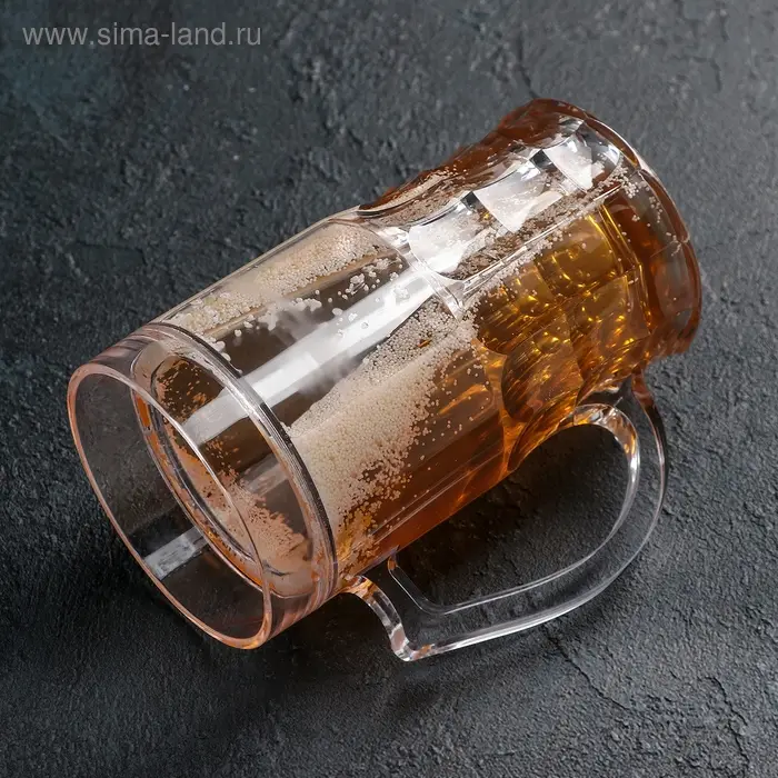 Пивная кружка, 450 мл, охлаждающая, пластик, прозрачная