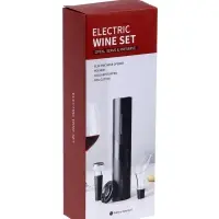 Набор сомелье электрический LSH-04, пробка, аэратор, штопор, от батареек, чёрный