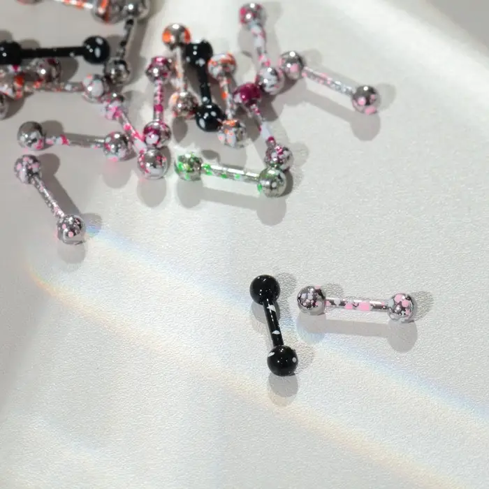 Пирсинг в бровь &laquo;Шарики&raquo; мрамор, L=0.8 см, МИКС (фасовка 20 шт.)