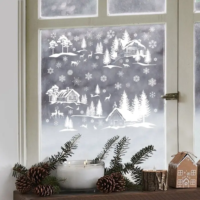 Наклейка для окон «Снежный город», многоразовая, 50×70 см Наклейка для окон «Снежный город», многоразовая, 50×70 см
