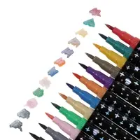 Фломастеры 12 штук, 24 цвета, с блёстками, двусторонние, в пластиковой коробке