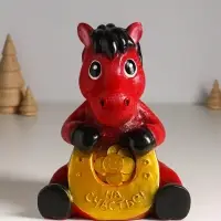 Копилка "Конь с подковой" 24 см, красный