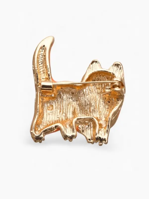 Брошь &laquo;Кот&raquo;, домашний, бело-коричневая в золоте