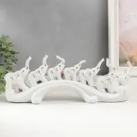 Фигурка керамика &laquo;Семь слонов на волне&raquo;, белые, 13&times;33.7&times;7.5 см