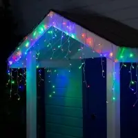 Гирлянда &laquo;Бахрома&raquo; 3&times;0.6 м, IP44, УМС, прозрачная нить, 160 LED, свечение мульти, 220 В