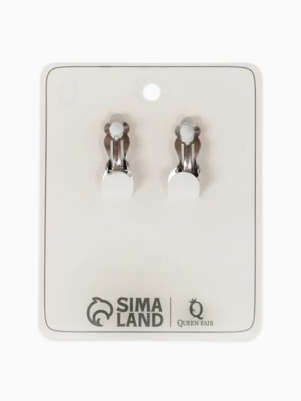 Серьги клипсы для ушей QF &laquo;Грейс&raquo;, две линии с бусинами, белые в чернёном серебре