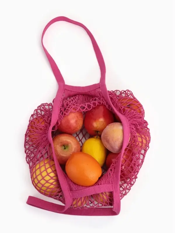 Сумка-авоська хозяйственная, клетка 1.5 см, розовая