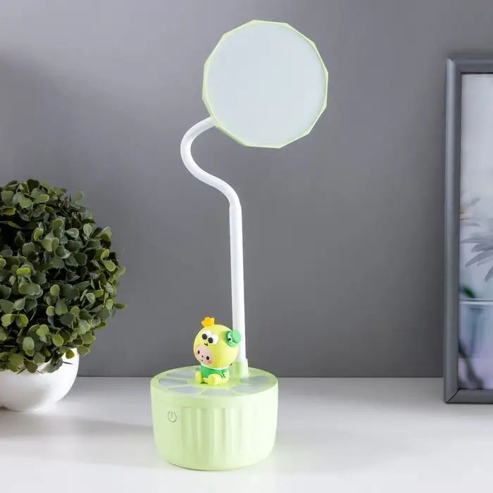 Лампа настольная RISALUX &laquo;Мини лягушонок&raquo;, светодиодная, 3 режима, 6.4 Вт, USB, салатовая, 10&times;10&times;37.5 см