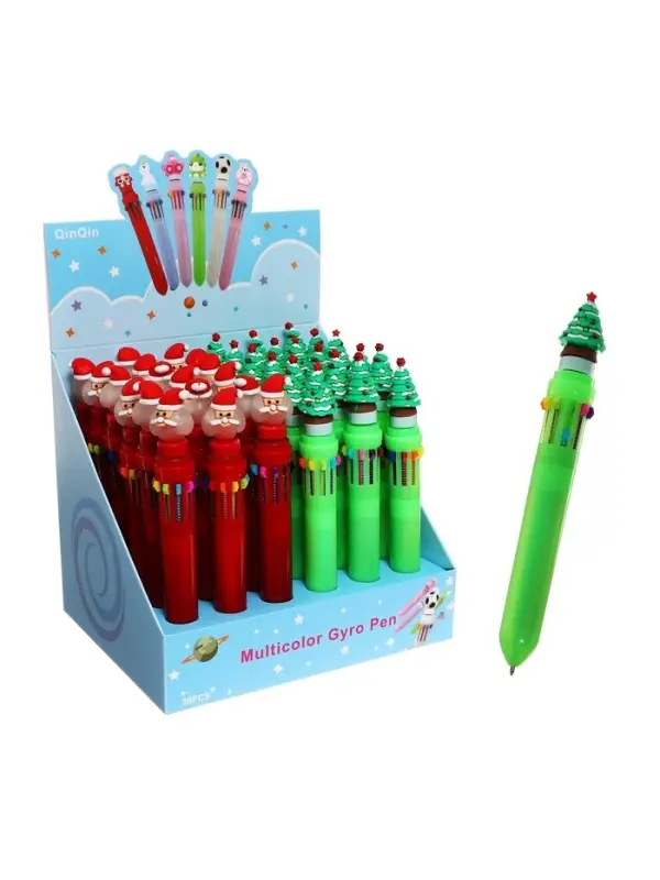 Ручка шариковая многоцветная Calligrata &laquo;Ёлка&raquo;, автоматическая, 10 цветов, 0.7 мм, подарочная, МИКС