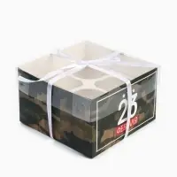 Коробка для капкейков, кондитерская упаковка, 4 ячейки &laquo;23 Февраля&raquo;, 16&times;16&times;10 см