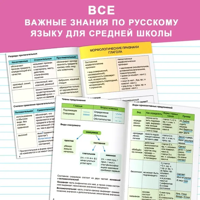 Шпаргалки для средней школы набор &laquo;Учим русский язык&raquo;, 4 шт.