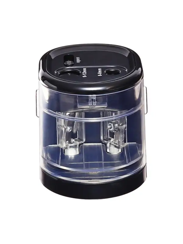 Точилка электрическая Berlingo Power TX, 2 отверстия, с контейнером, чёрная