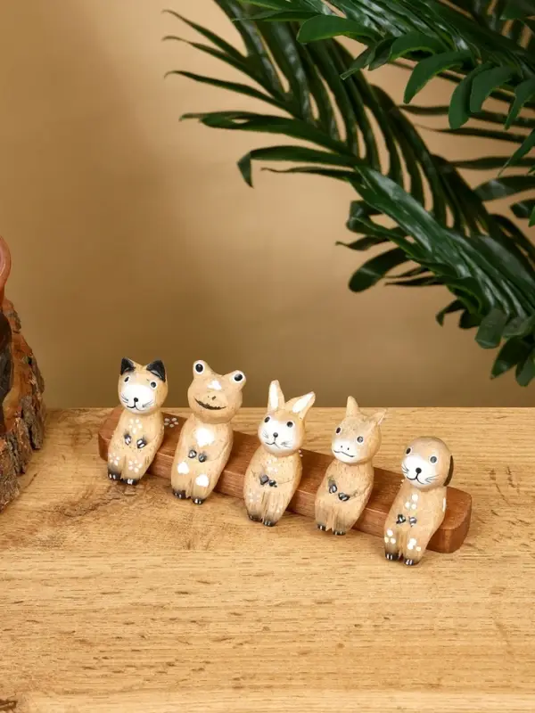 Сувенир «Зверушки на скамейке», 18×6×4.5 см, дерево, коричневый