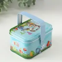 Шкатулка металл с ручкой "Крольчата с яичками" 6х10,5х8 см Шкатулка металл с ручкой "Крольчата с яичками" 6х10,5х8 см