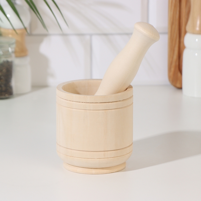 Ступка для специй с пестиком деревянная, микс Ступка для специй с пестиком деревянная, микс