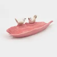 Блюдо сервировочное &laquo;Птички на листочке&raquo;, 21&times;8&times;5 см, керамика, розовое