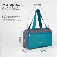 Сумка для обуви TEXTURA, на молнии, наружный карман, размер 33&times;10&times;20 см, бирюзовая