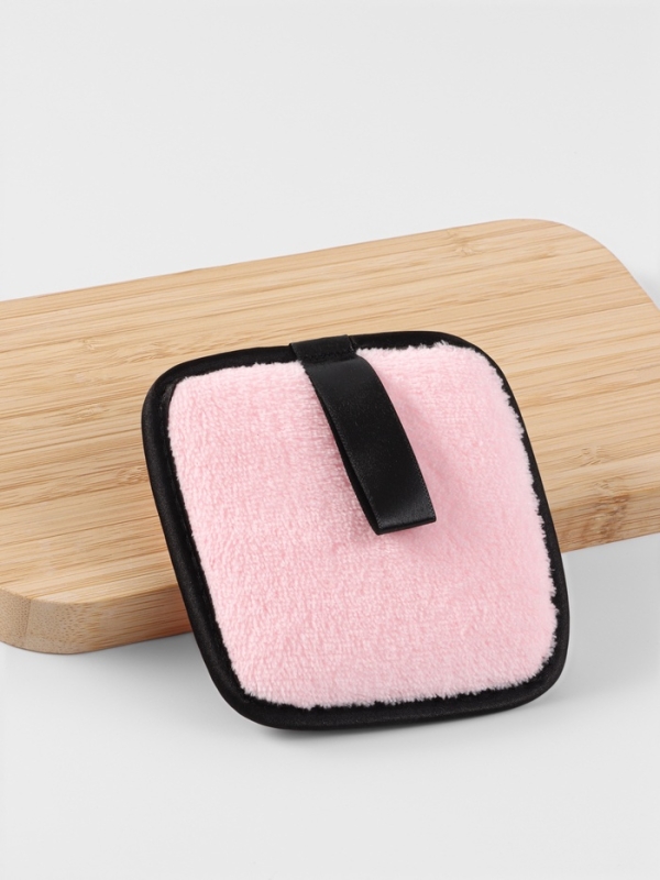 Спонж д/умывания полиэстер квадрат с подвесом 10,5*1,5см розовый пакет QF