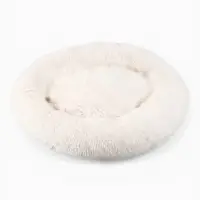 Лежанка для собак и кошек, длинный мех, 80&times;80&times;25 см, молочная