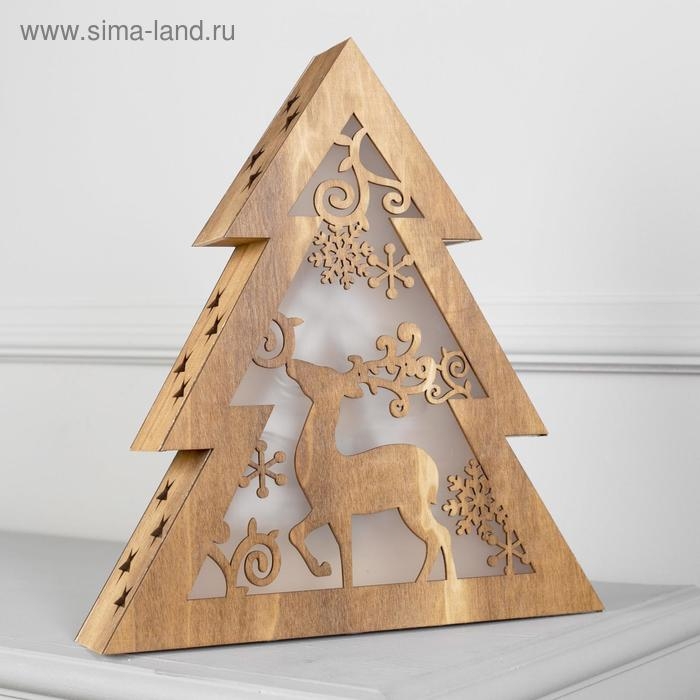 Светодиодная фигура «Ёлка» 30 × 33 × 6.5 см, дерево, батарейки АААх2 (не в комплекте), свечение тёплое белое
