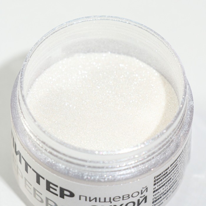 Глиттер кандурин пищевой КондиМир  Глиттер кандурин пищевой КондиМир "Белый", фракция 10-100 µm, 5 г