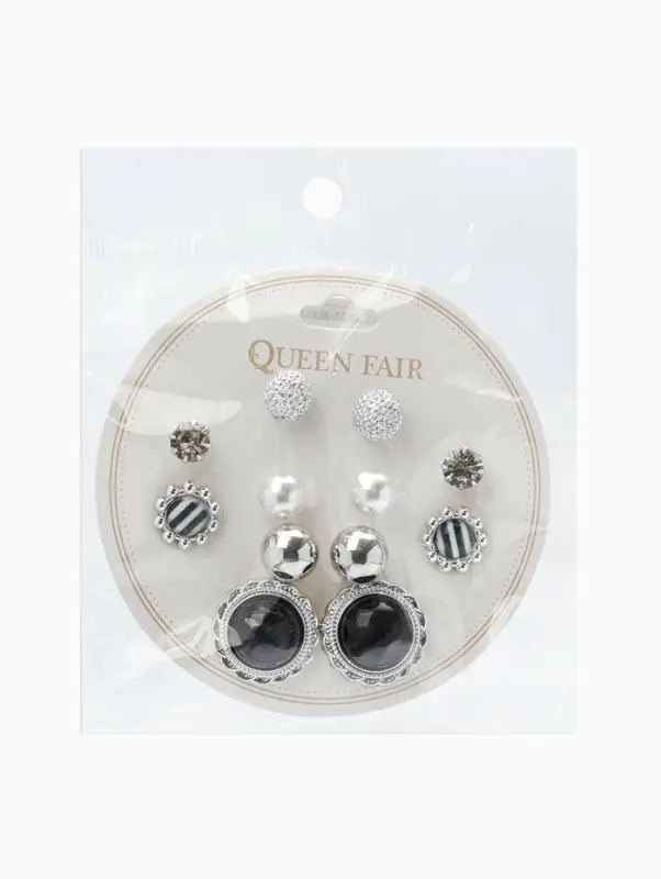 Пусеты 6 пар &laquo;Жемчужные&raquo;, планеты, бело-синие в серебре