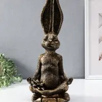 Фигура - подставка для мелочей полистоун &laquo;Заяц с лотосом&raquo;, 20&times;16&times;43 см, под золото