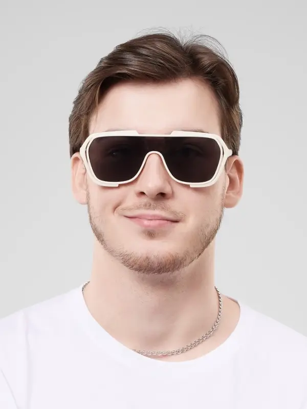 Очки солнцезащитные &laquo;OneSun. Маска&raquo;, uv 400, линза 4.5&times;5.8 см, белый, чёрный