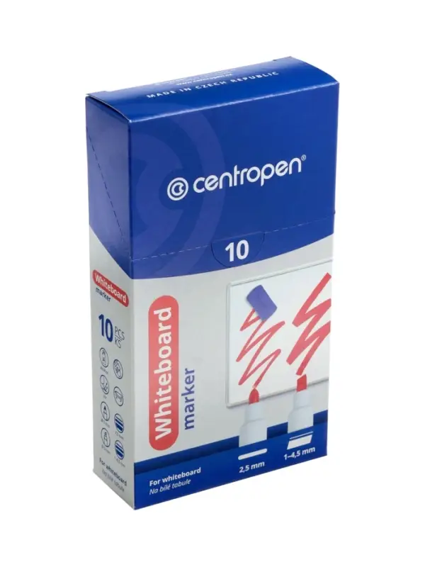 Маркер для доски Centropen 8559, узел 5.0 мм, ширина линии 2.5 мм/1-4.6 мм, спиртовой, чёрный