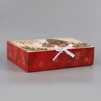 Коробка подарочная новогодняя складная, упаковка &laquo;Счастливого Нового года и Рождества&raquo;, 31&times;24.5&times;8 см .
