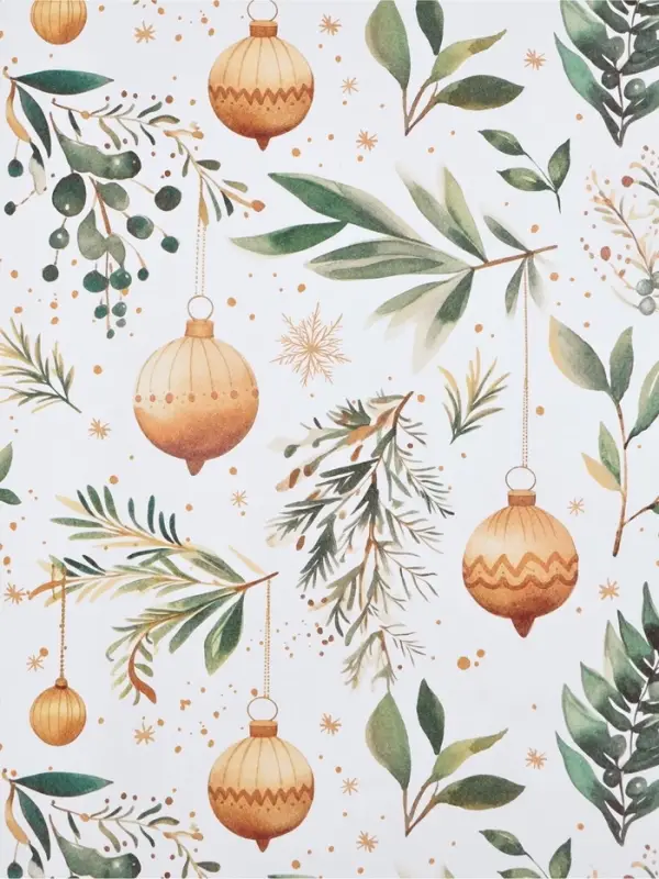 Бумага упаковочная новогодняя &laquo;Веточки зимы&raquo;, белый крафт, 1 лист, 80 г/м&sup2;, 70&times;100 см