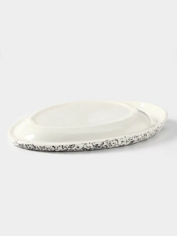 Блюдо для подачи Керамика ручной работы &laquo;Овал Крошка&raquo;, 22&times;15&times;3 см, Иран, белое в крапинку