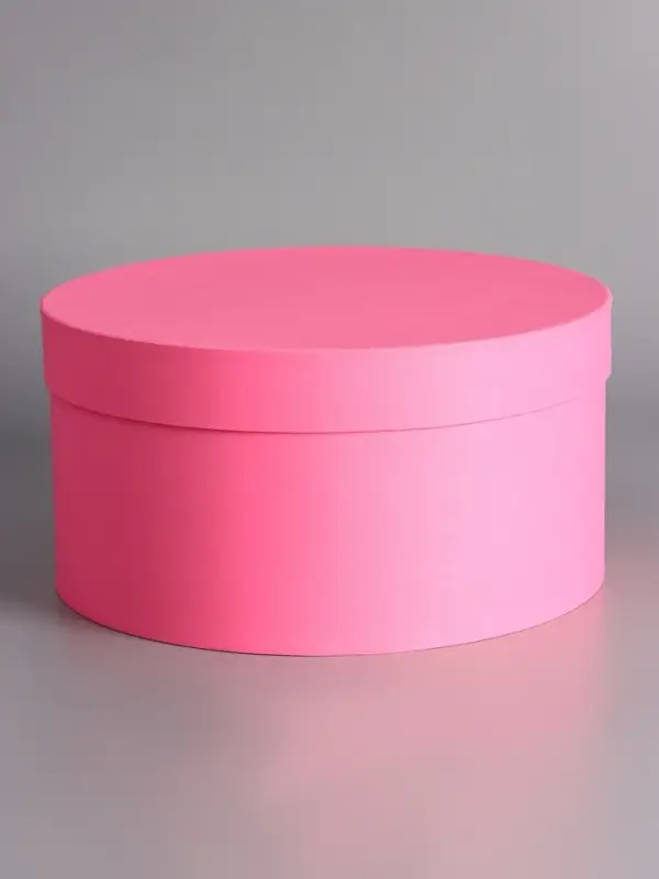 Подарочная круглая коробка, розовая, шляпная, 30&times;15 см