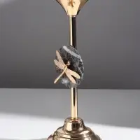 Металлический подсвечник на 1 свечу &laquo;Стрекоза&raquo;, золото, d=2.2 см, 11.5&times;11.5&times;29 см