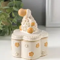 Шкатулка для украшений керамика &laquo;Кудряш бараш&raquo;, беж, 7.9&times;7.9&times;9.5 см
