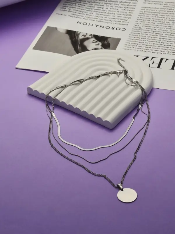 Кулон на цепочке &laquo;Цепь&raquo;, классический диск, цвет серебро, 50 см