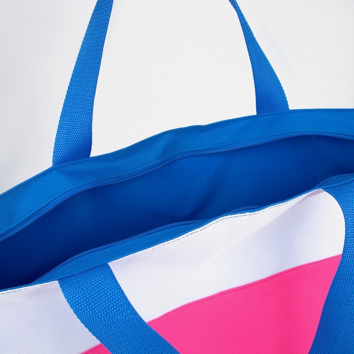 Сумка пляжная на молнии, без подклада, цвет синий/розовый/белый Сумка пляжная на молнии, без подклада, цвет синий/розовый/белый