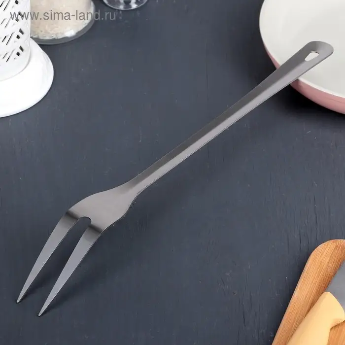 Вилка для мяса Доляна «Стил», ручная полировка, h=35 см, цвет серебряный Вилка для мяса Доляна «Стил», ручная полировка, h=35 см, цвет серебряный