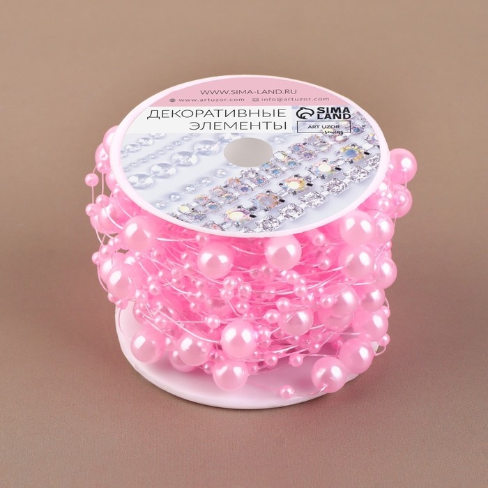 Жемчуг на леске, 3/8 мм, 9 ± 0,5 м, цвет розовый Жемчуг на леске, 3/8 мм, 9 ± 0,5 м, цвет розовый