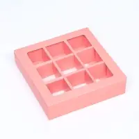 Коробка для 9 конфет, розовый, 14.5&times;14.5&times;3.5 см