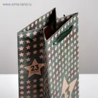 Пакет подарочный под бутылку, упаковка, &laquo;23 февраля&raquo;, 36&times;13&times;10 см