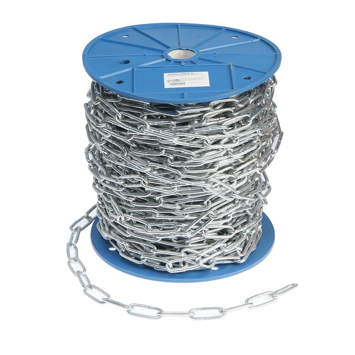 Цепь длиннозвенная ТУНДРА krep,  DIN763, диаметр 4 мм, сварная, оцинкованная, 50 м Цепь длиннозвенная ТУНДРА krep,  DIN763, диаметр 4 мм, сварная, оцинкованная, 50 м