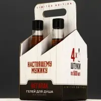 Гель для душа &laquo;Настоящему мужику&raquo;, набор 4 шт. &times; 500 мл, Чистое счастье